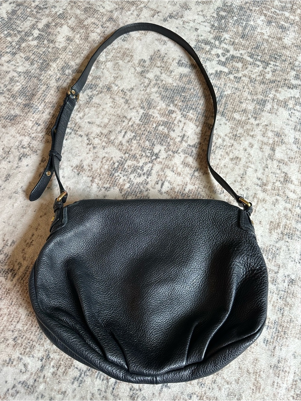 Marc by Marc Jacobs Classic Q Natasha Black Leather Crossbody Shoulder Bag Hobo - Picture 3 of 10
